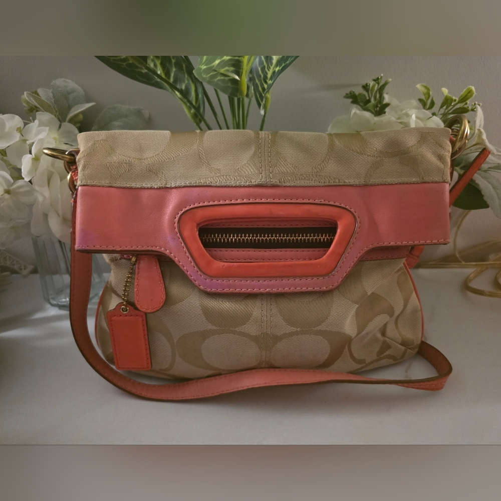 Coach Tan and Pink Crossbody Bag